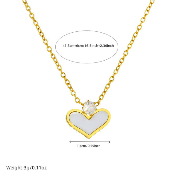 Wholesale Jewelry Stainless Steel Goldplated Love Pendant Necklace With Heart Shape Simple Fresh Style