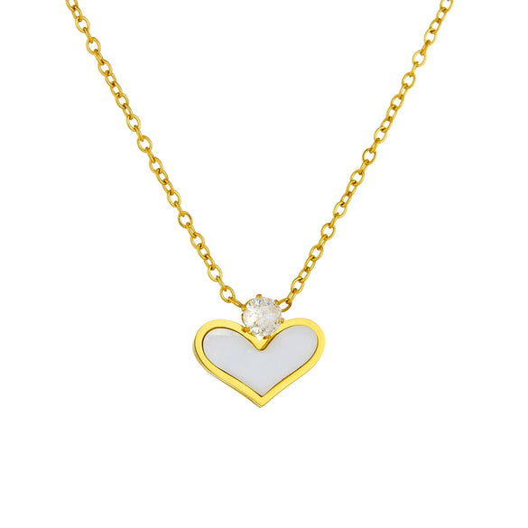 Wholesale Jewelry Stainless Steel Goldplated Love Pendant Necklace With Heart Shape Simple Fresh Style