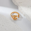 Wholesale Jewelry Stainless Steel Goldplated Water Drop Overlapping Fashion Geometric Ring For Men And Women