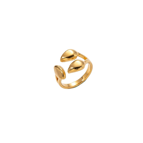 Wholesale Jewelry Stainless Steel Goldplated Water Drop Overlapping Fashion Geometric Ring For Men And Women