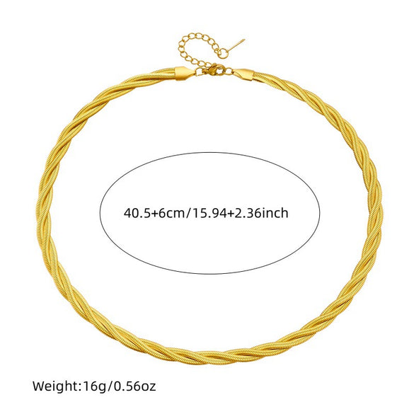 Wholesale Jewelry Stainless Steel Goldplated Woven Twist Chain Necklace With Vacuum Plating And Fashion Style