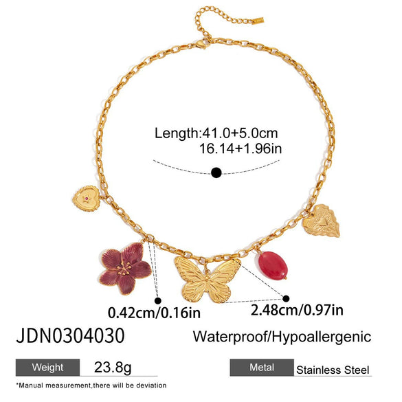 Wholesale Jewelry Stainless Steel Heart Geometric Pattern Electroplated Necklace For Women