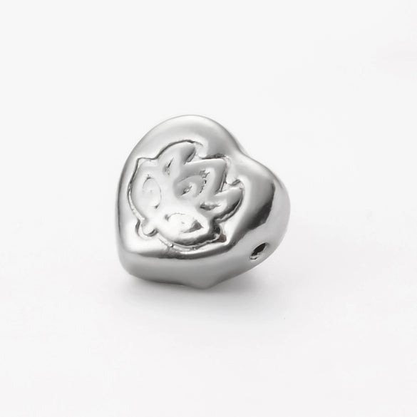 Wholesale Jewelry Stainless Steel Heart Love Perforated Beads Electroplating Baroque Style