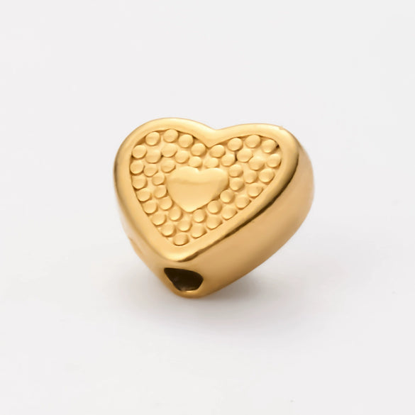 Wholesale Jewelry Stainless Steel Heart Love Perforated Beads Electroplating Baroque Style