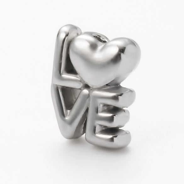 Wholesale Jewelry Stainless Steel Heart Love Perforated Beads Electroplating Baroque Style