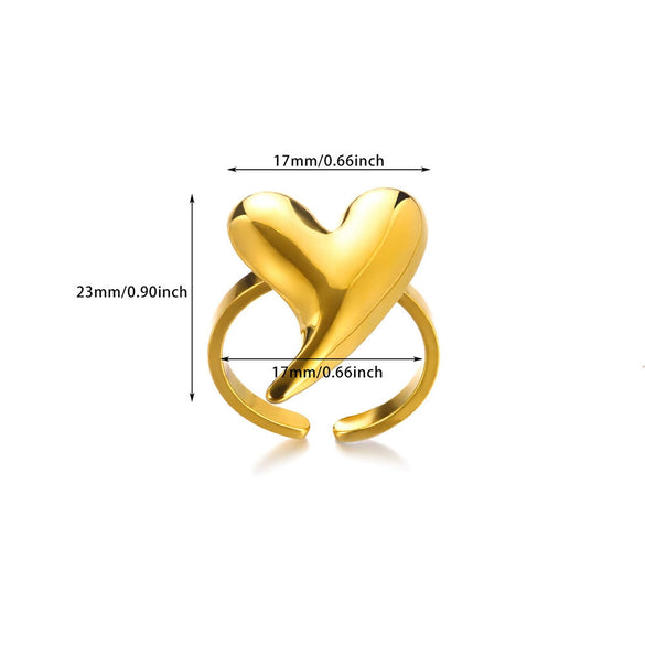 Wholesale Jewelry Stainless Steel Heart Opening Ring Electroplated Ins Style With Bow Tie And Star Shape