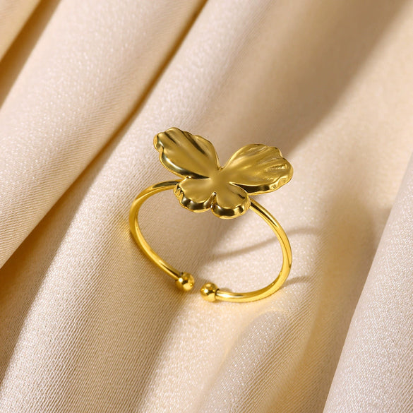 Wholesale Jewelry Stainless Steel Heart Opening Ring Electroplated Ins Style With Bow Tie And Star Shape
