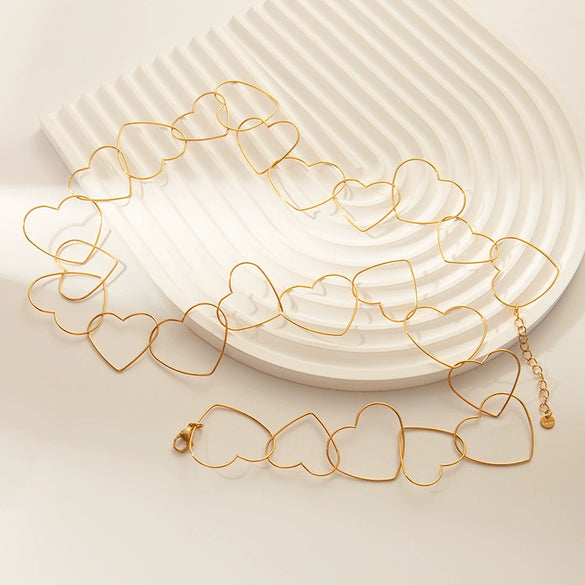 Wholesale Jewelry Stainless Steel Heart Pattern Electroplated Necklace