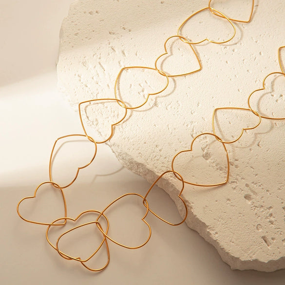 Wholesale Jewelry Stainless Steel Heart Pattern Electroplated Necklace