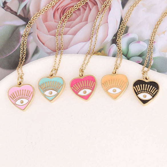 Wholesale Jewelry Stainless Steel Heart Pendant Necklace With Electroplating Treatment For Women