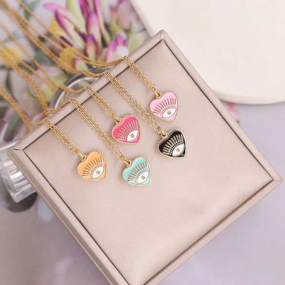 Wholesale Jewelry Stainless Steel Heart Pendant Necklace With Electroplating Treatment For Women