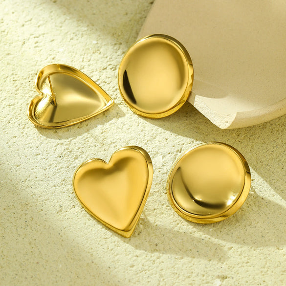 Wholesale Jewelry Stainless Steel Heart Shape Electroplated Earrings Ring