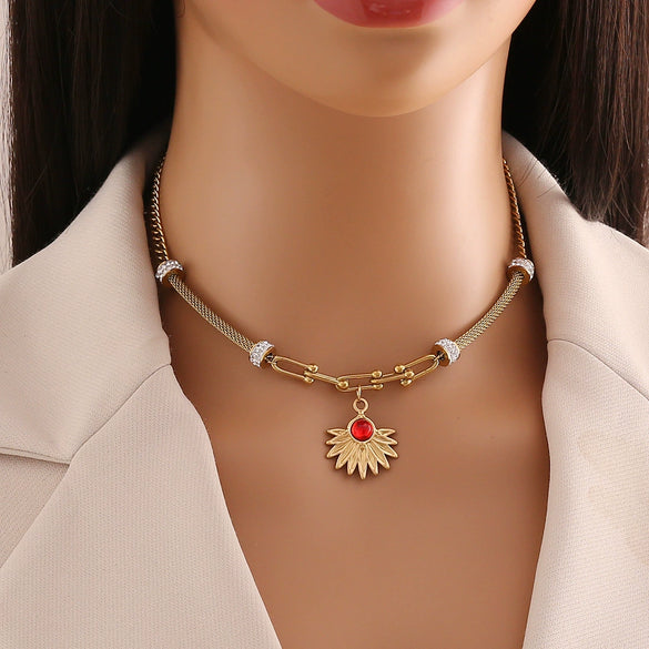 Wholesale Jewelry Stainless Steel Heart Shape Electroplated Necklace