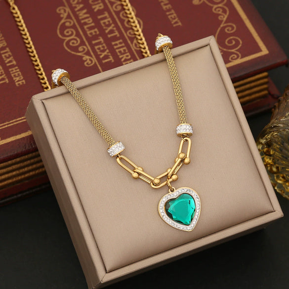Wholesale Jewelry Stainless Steel Heart Shape Electroplated Necklace