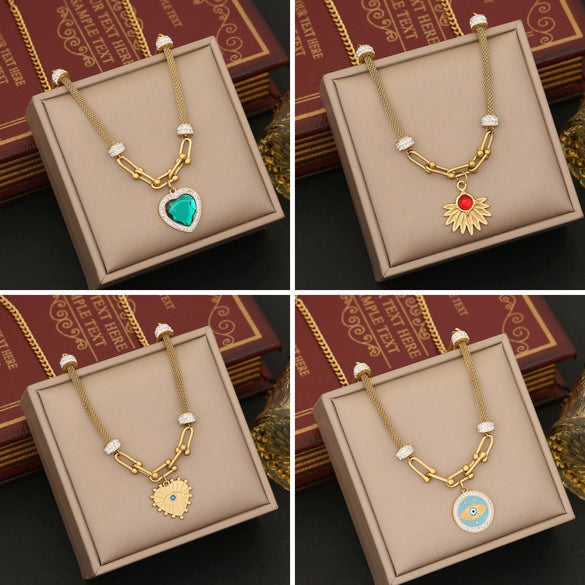 Wholesale Jewelry Stainless Steel Heart Shape Electroplated Necklace