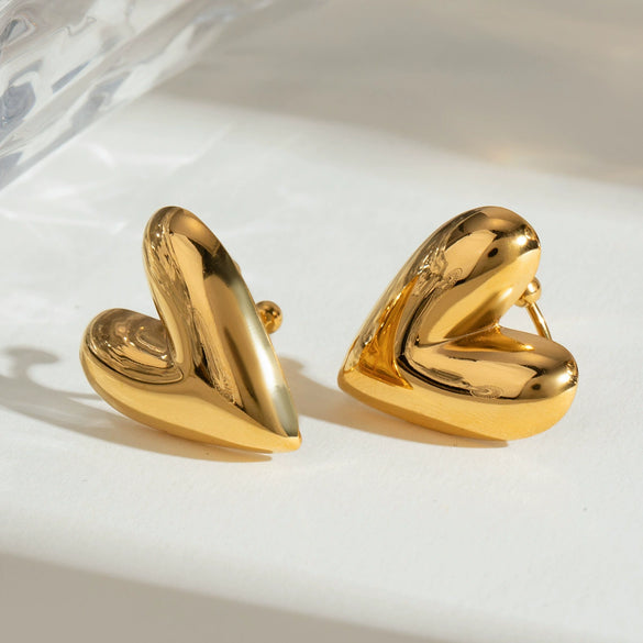 Wholesale Jewelry Stainless Steel Heart Shape Electroplated Women's Earrings