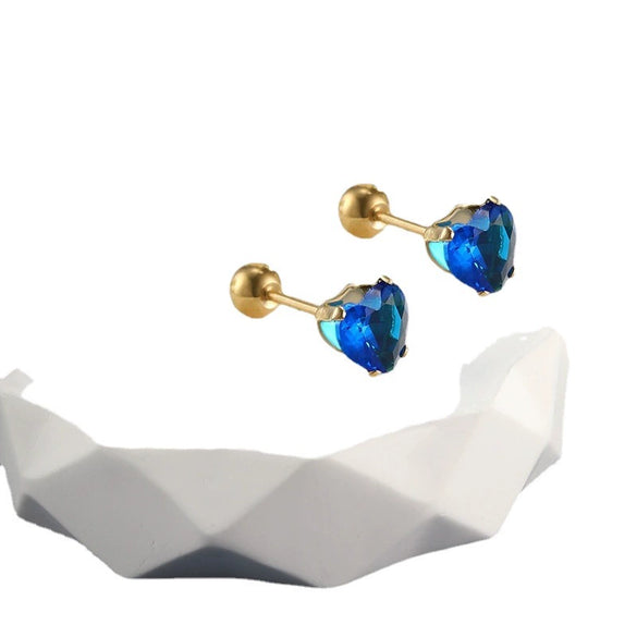 Wholesale Jewelry Stainless Steel Heart Shape Electroplated Women's Stud Earrings
