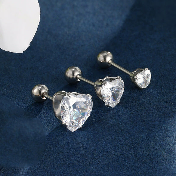 Wholesale Jewelry Stainless Steel Heart Shape Electroplated Women's Stud Earrings