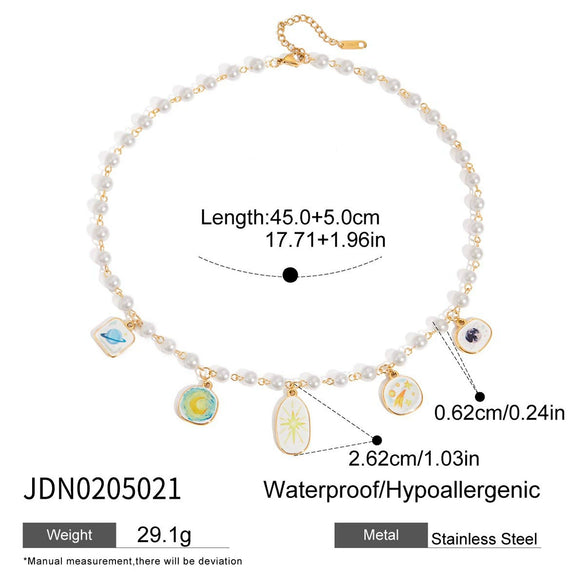 Wholesale Jewelry Stainless Steel Heart Shape Flower Geometric Type Electroplating Women's Clavicle Chain