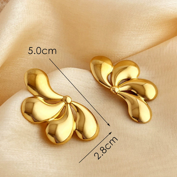 Wholesale Jewelry Stainless Steel Heart Shape Geometric Electroplating Earrings For Women