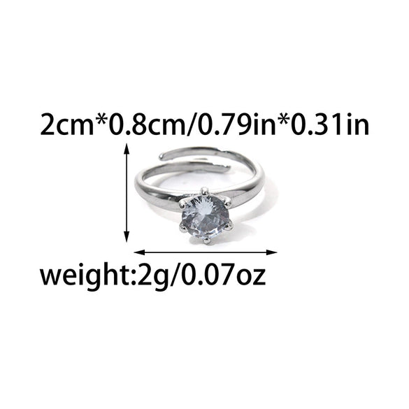 Wholesale Jewelry Stainless Steel Heart Shape Geometric Zircon Opening Ring For Women