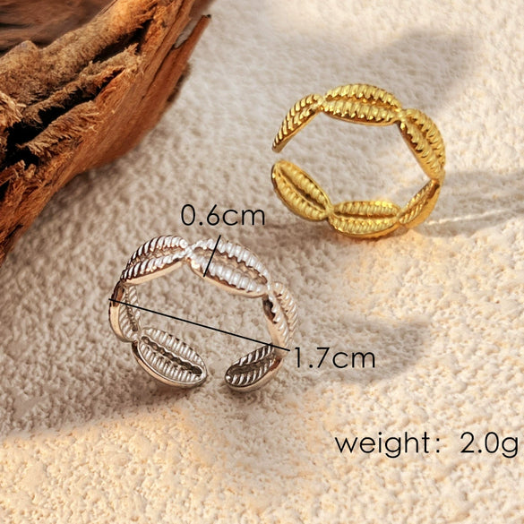 Wholesale Jewelry Stainless Steel Heart Shape Open Ring With Marine Element And Electroplating Treatment