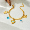 Wholesale Jewelry Stainless Steel Heart Shape Pendant Bracelet With Cartoon Oil Drop Devil's Eye Love Design And Electroplating For Women