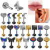 Wholesale Jewelry Stainless Steel Heart Shaped Multicolor Butterfly Geometric Electroplated Ear Nail Piercing Jewelry