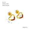 Wholesale Jewelry 316L Stainless Steel Heart Shaped Threaded Earrings For Women With Electroplating