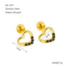 Wholesale Jewelry 316L Stainless Steel Heart Shaped Threaded Earrings For Women With Electroplating