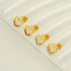 Wholesale Jewelry 316L Stainless Steel Heart Shaped Threaded Earrings For Women With Electroplating