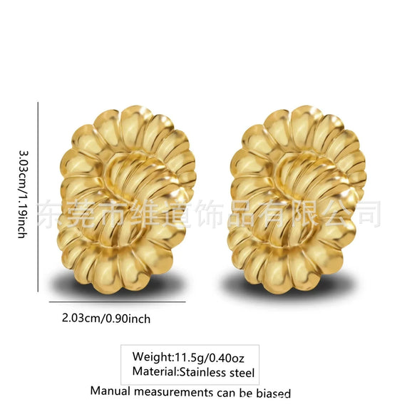 Wholesale Jewelry Stainless Steel Heartshaped Flower Geometric Earrings With Stamping