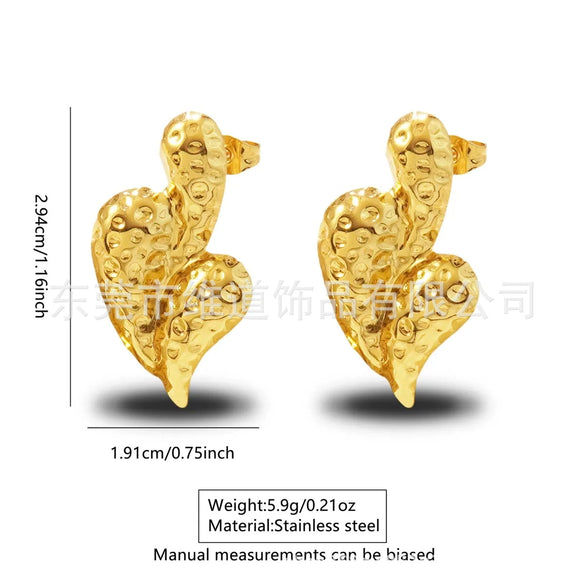 Wholesale Jewelry Stainless Steel Heartshaped Flower Geometric Earrings With Stamping