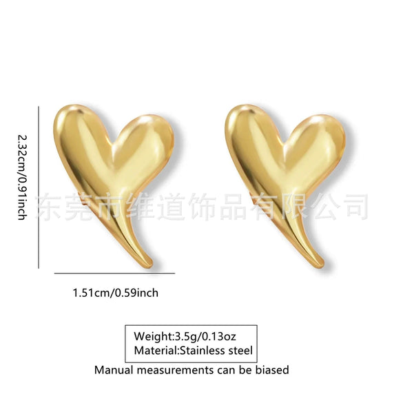 Wholesale Jewelry Stainless Steel Heartshaped Flower Geometric Earrings With Stamping