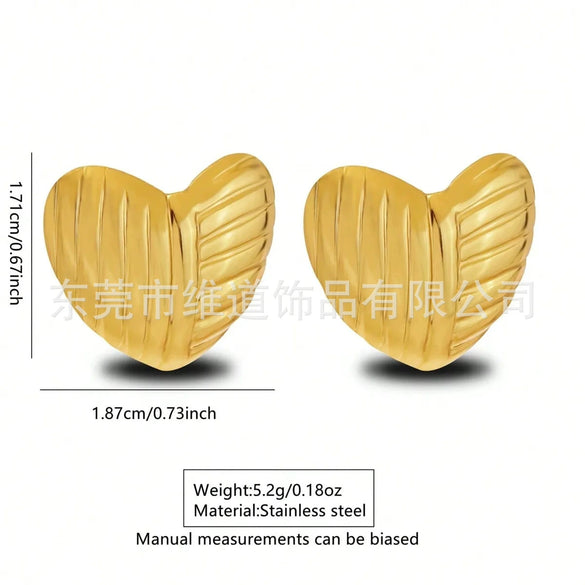 Wholesale Jewelry Stainless Steel Heartshaped Flower Geometric Earrings With Stamping