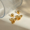 Wholesale Jewelry Stainless Steel Hemisphere Three Petal Flower Pendant Earrings Electroplated For Women