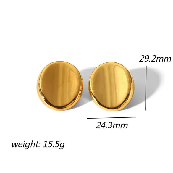 Wholesale Jewelry Stainless Steel High Sense Geometric Round Electroplated Earrings For Women
