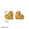 Wholesale Jewelry Stainless Steel Highend Geometric And Heart Shape Diamondencrusted Electroplated Earrings For Women
