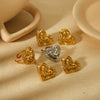 Wholesale Jewelry Stainless Steel Highend Geometric And Heart Shape Diamondencrusted Electroplated Earrings For Women