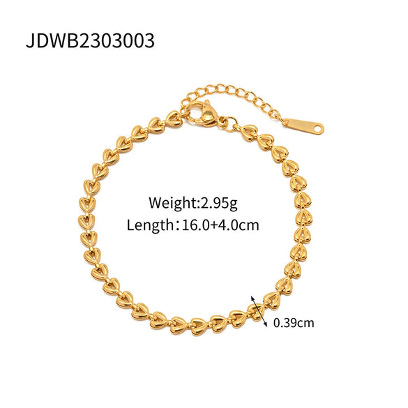 Wholesale Jewelry Stainless Steel Hollow Heart Woven Geometric Electroplated Bracelet For Women