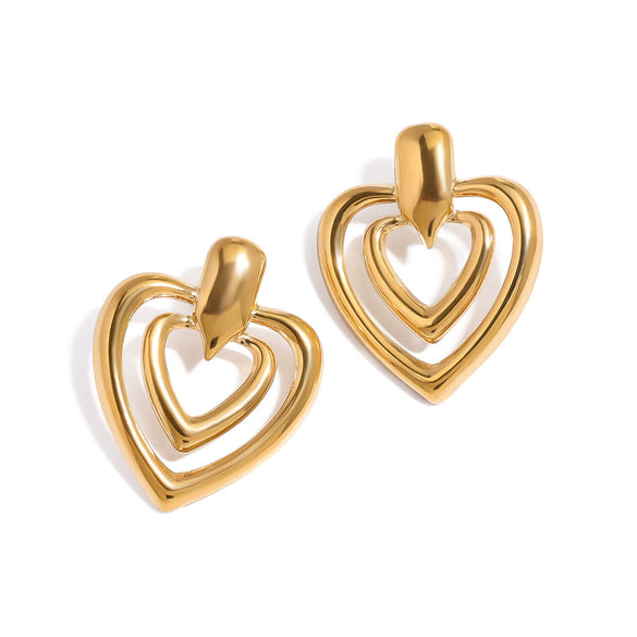 Wholesale Jewelry Stainless Steel Hollow Love Wave Pattern Electroplated Earrings For Women