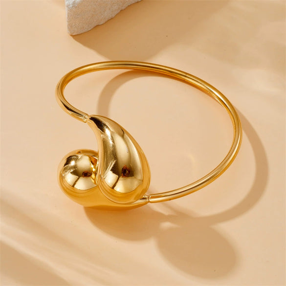 Wholesale Jewelry Stainless Steel Hollow Water Drop Pendant Electroplated Ladies Accessories Bracelet Earrings Necklace