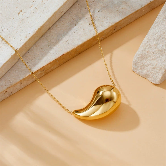 Wholesale Jewelry Stainless Steel Hollow Water Drop Pendant Electroplated Ladies Accessories Bracelet Earrings Necklace