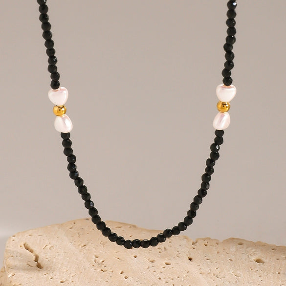 Wholesale Jewelry Stainless Steel Imitation Pearl Geometric Electroplating Necklace For Women