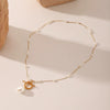 Wholesale Jewelry Stainless Steel Imitation Pearl Geometric Pendant Necklace With Electroplating For Women