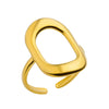 Wholesale Jewelry Stainless Steel Imitation Pearl Hollow Geometric Wave Vintage Open Ring Electroplated