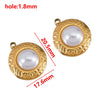 Wholesale Jewelry Stainless Steel Imitation Pearl Pendant With Round Irregular Bow Pattern Gold Plated Handmade Accessories