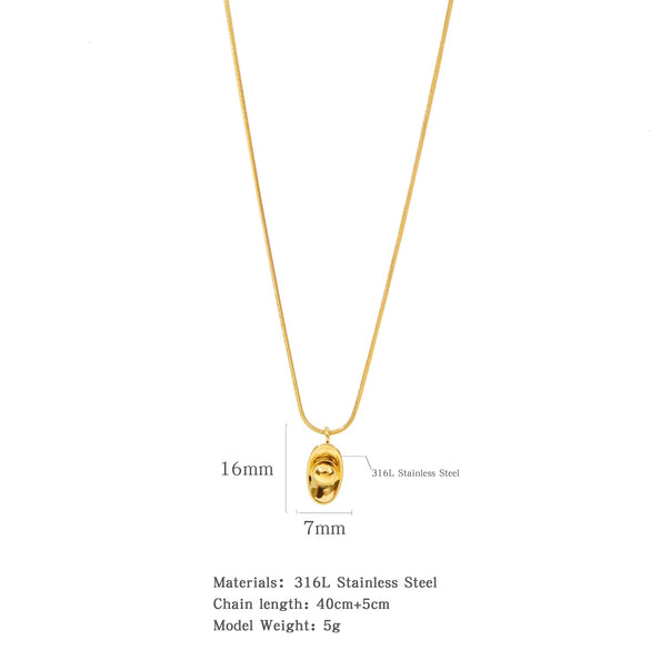Wholesale Jewelry Stainless Steel Ingot Pendant With Round Snake Clavicle Chain Electroplated