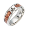 Wholesale Jewelry Stainless Steel Inlaid Acacia Wood Grain Geometric Half Tree Tree Of Life Cross Ring Dripping Oil Style