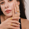 Wholesale Jewelry Stainless Steel Inlaid Zircon Geometric Opening Ring 18K Gold Plated For Women